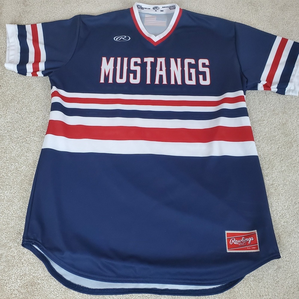 Rawlings Men's Jersey Mustangs XL Navy Pro-Dri #19